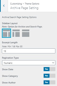 Archive Page Setting - Shark Themes