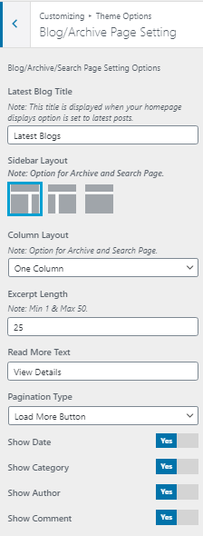 Blog/ Archive Page Setting - Shark Themes