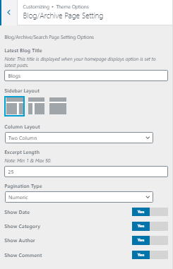 Blog/ Archive Page Setting - Shark Themes