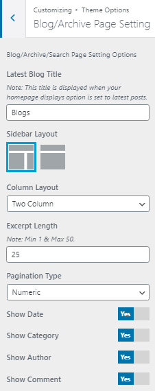 Blog/Archive Page Setting - Shark Themes