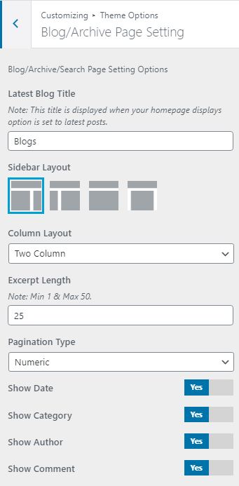 Blog/ Archive Page Setting - Shark Themes