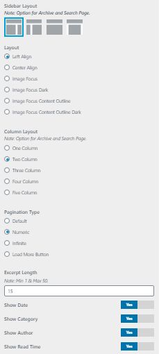 Archive Page Setting - Shark Themes