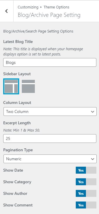 Blog/Archive Page Setting - Shark Themes